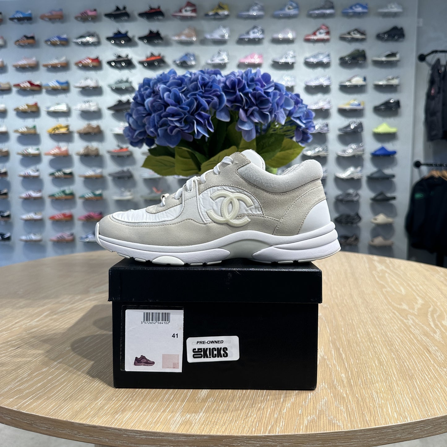 Chanel Low Top Trainer Reflective CC 'White Suede' UK7