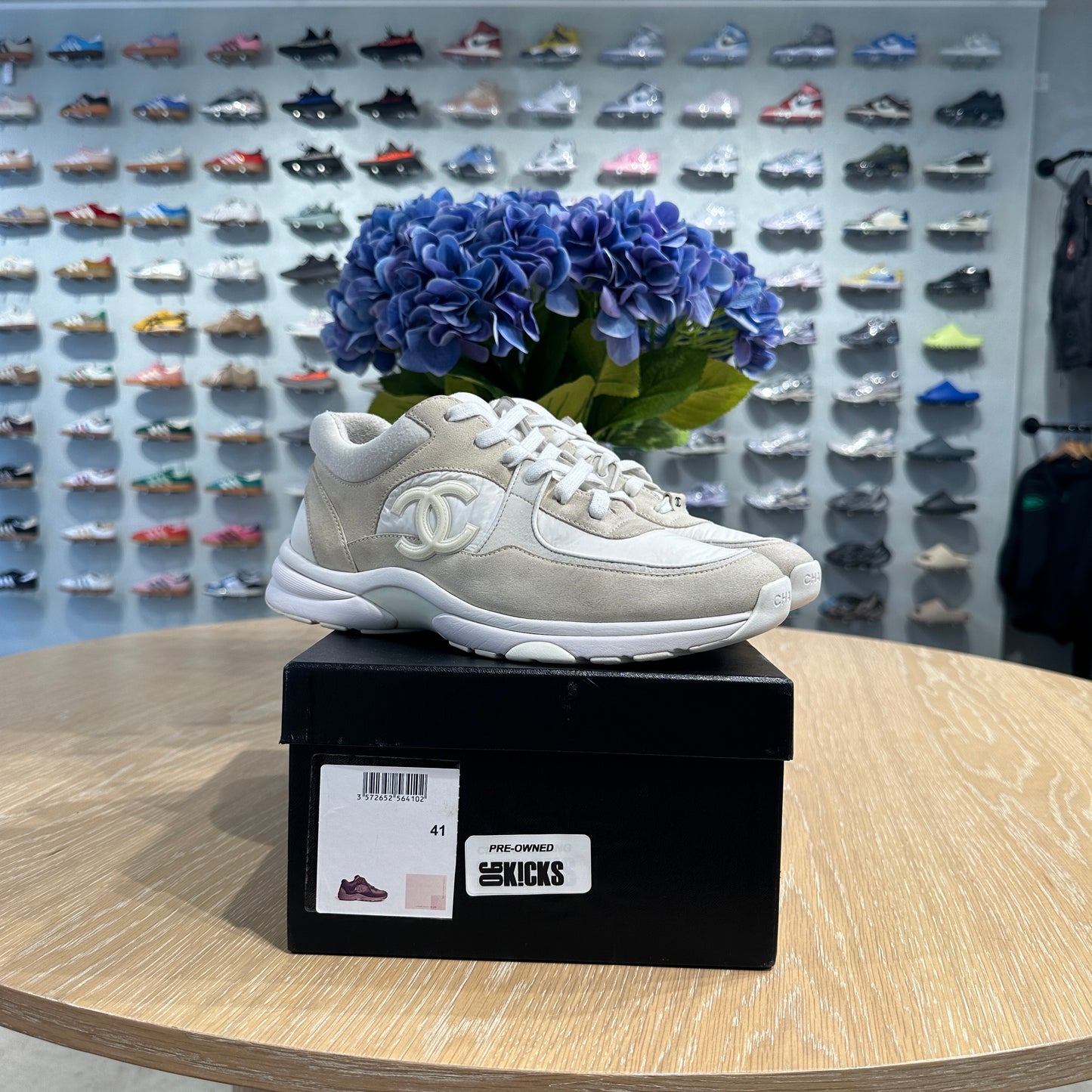 Chanel Low Top Trainer Reflective CC 'White Suede' UK7