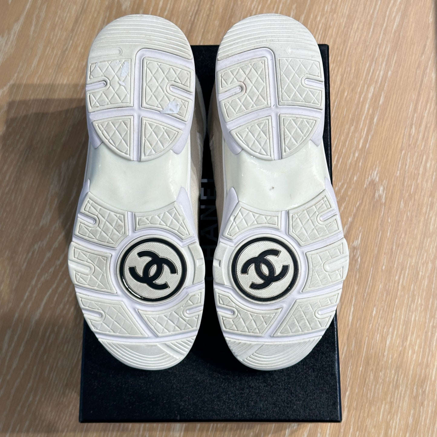 Chanel Low Top Trainer Reflective CC 'White Suede' UK7