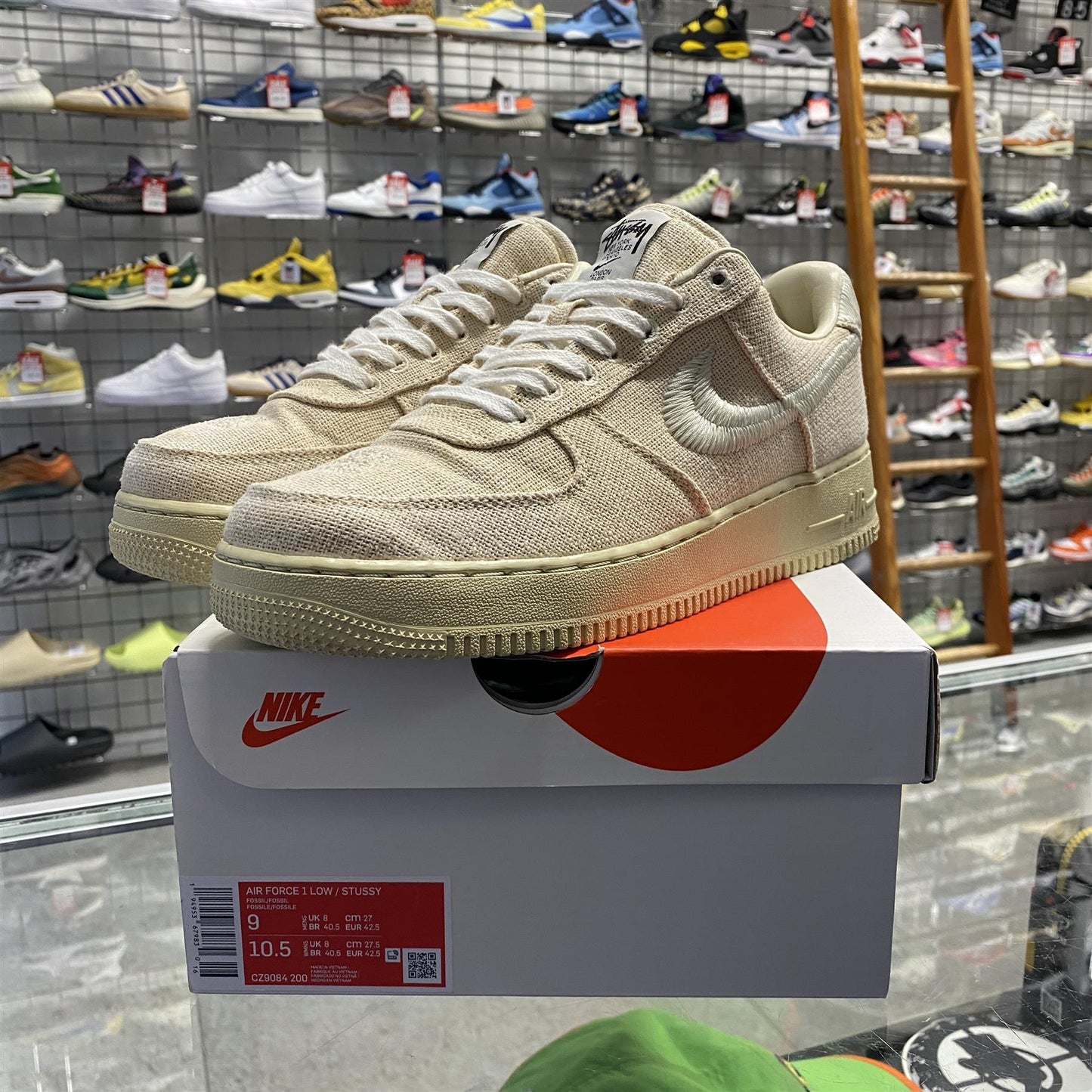 Nike Air Force 1 Low Stussy 'Fossil' UK8