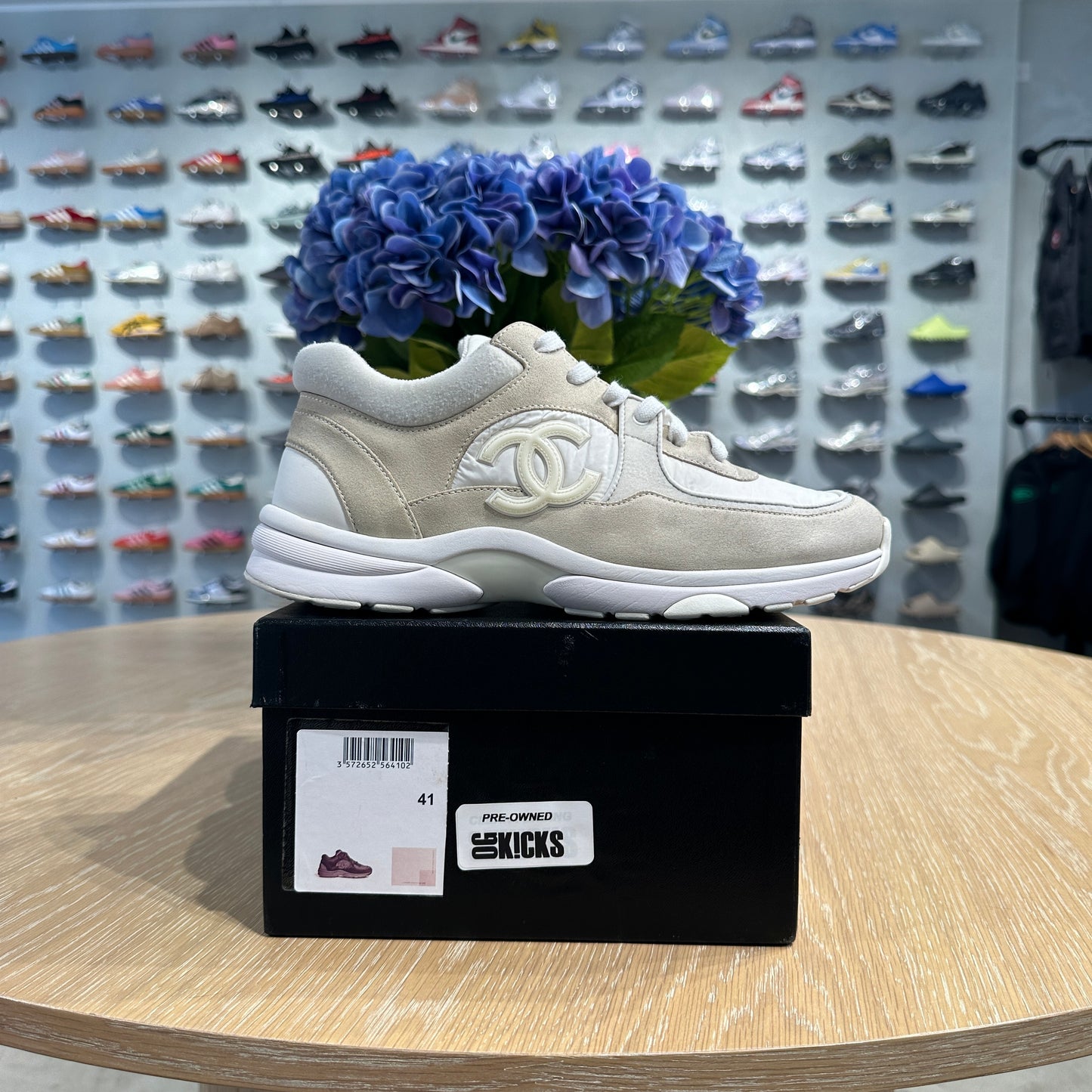 Chanel Low Top Trainer Reflective CC 'White Suede' UK7