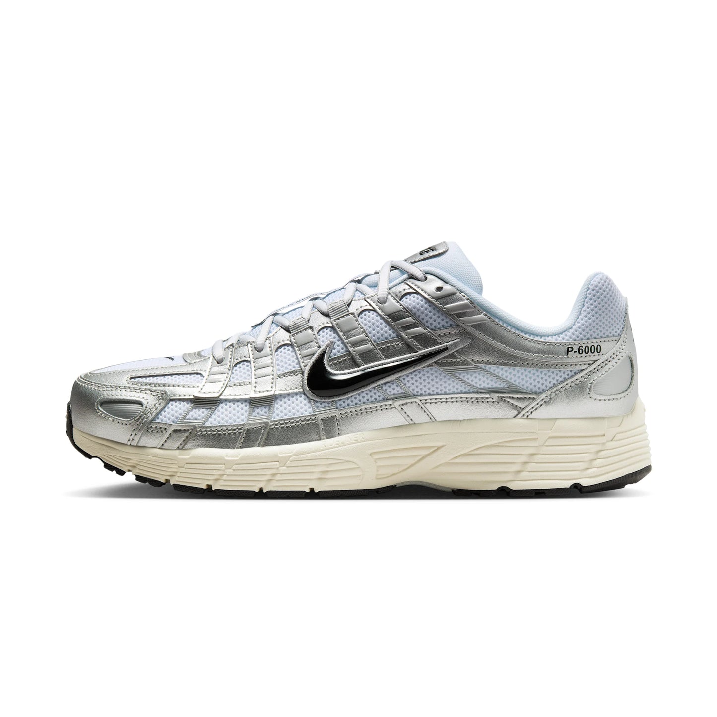 Nike P-6000 White Metallic Silver Flat Silver Black