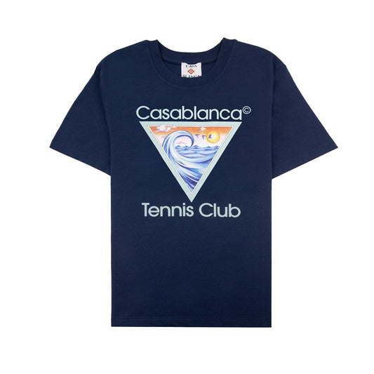 Casablanca Tennis Club Icon Printed T-shirt Navy