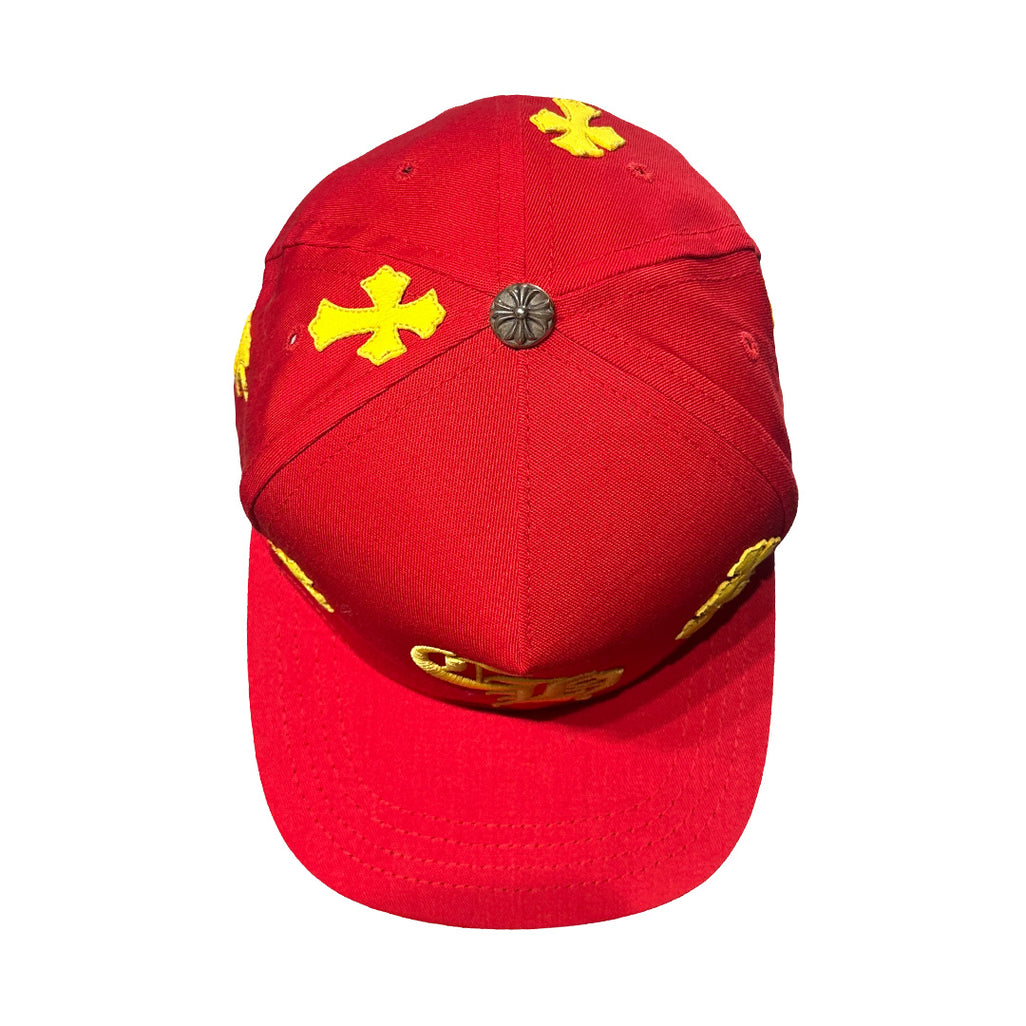 Chrome Hearts Cross Patch Baseball Trucker Hat Red Yellow