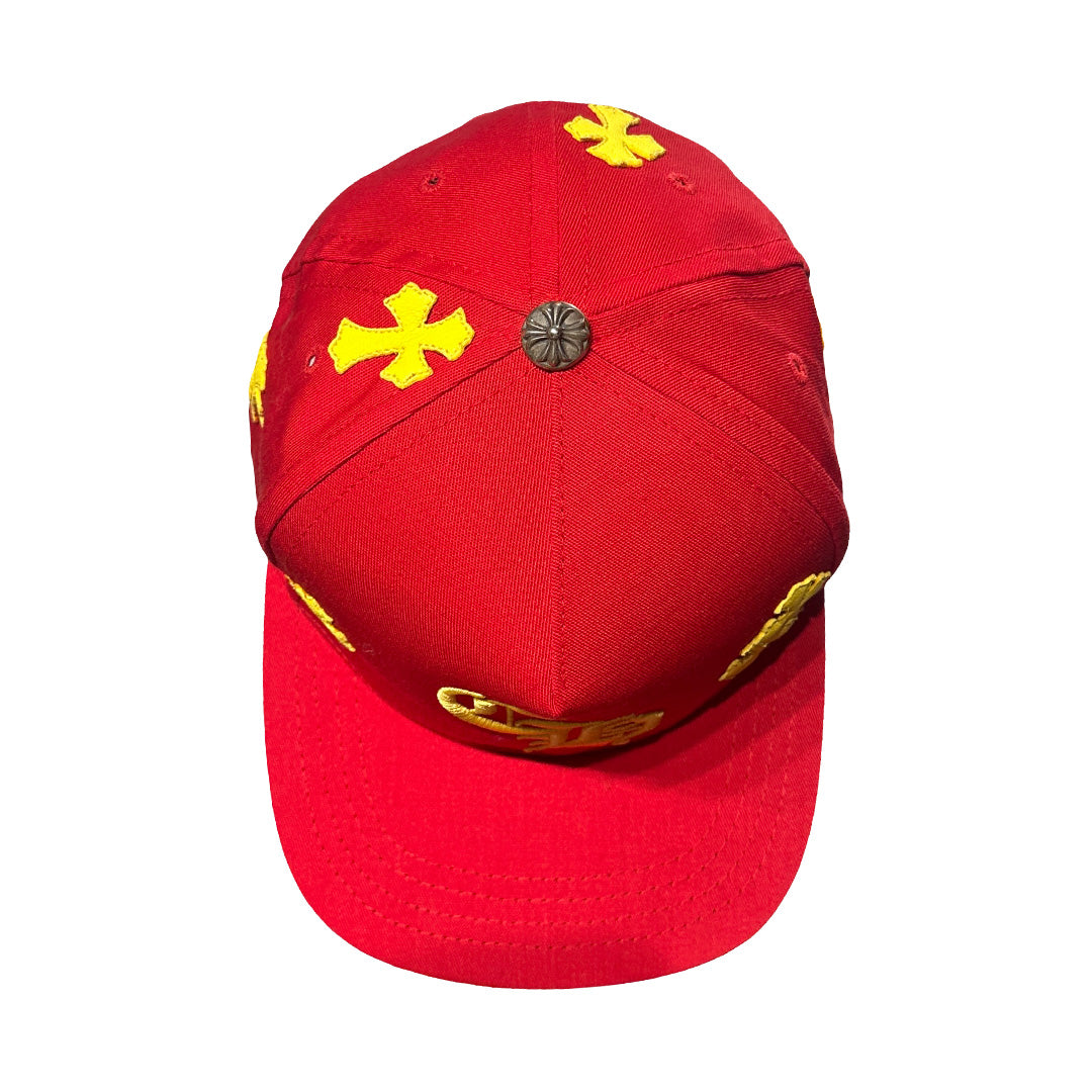 Chrome Hearts Cross Patch Baseball Trucker Hat Red Yellow