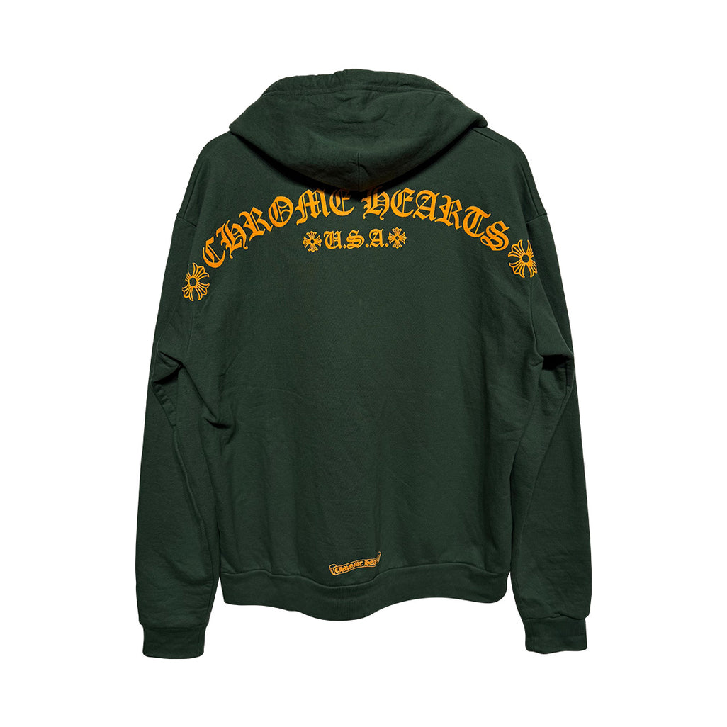 Chrome Hearts Dark Green Yellow Spell Out Hoodie