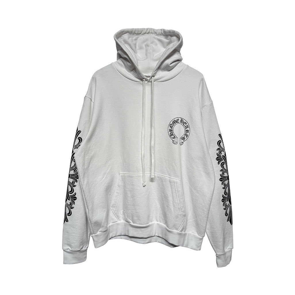 Chrome Hearts Floral Horseshoe Hoodie White Black