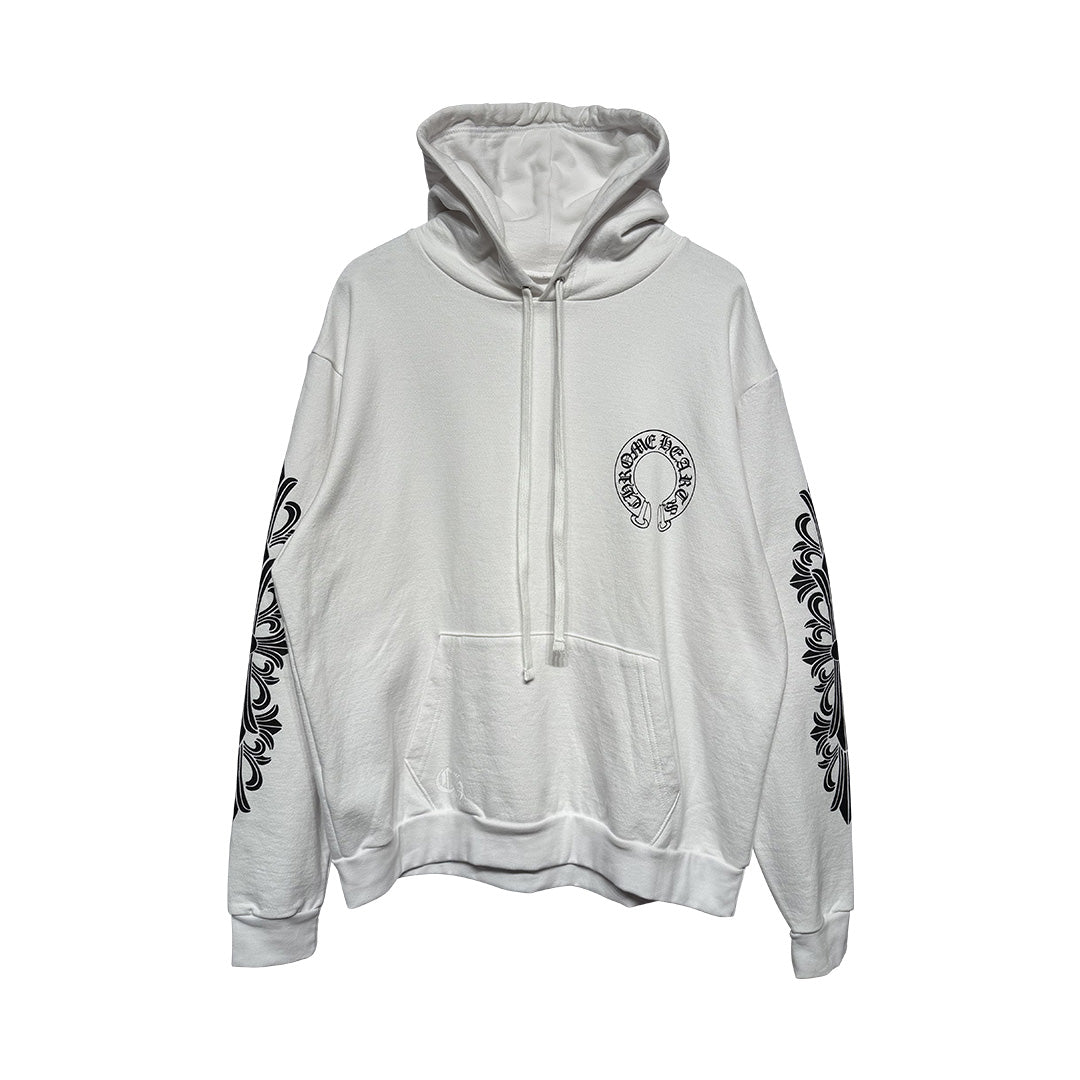 Chrome Hearts Floral Horseshoe Hoodie White Black