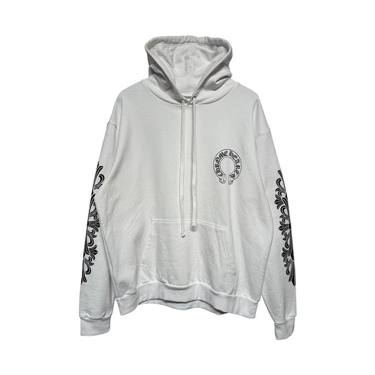 Chrome Hearts Floral Horseshoe Hoodie White Black