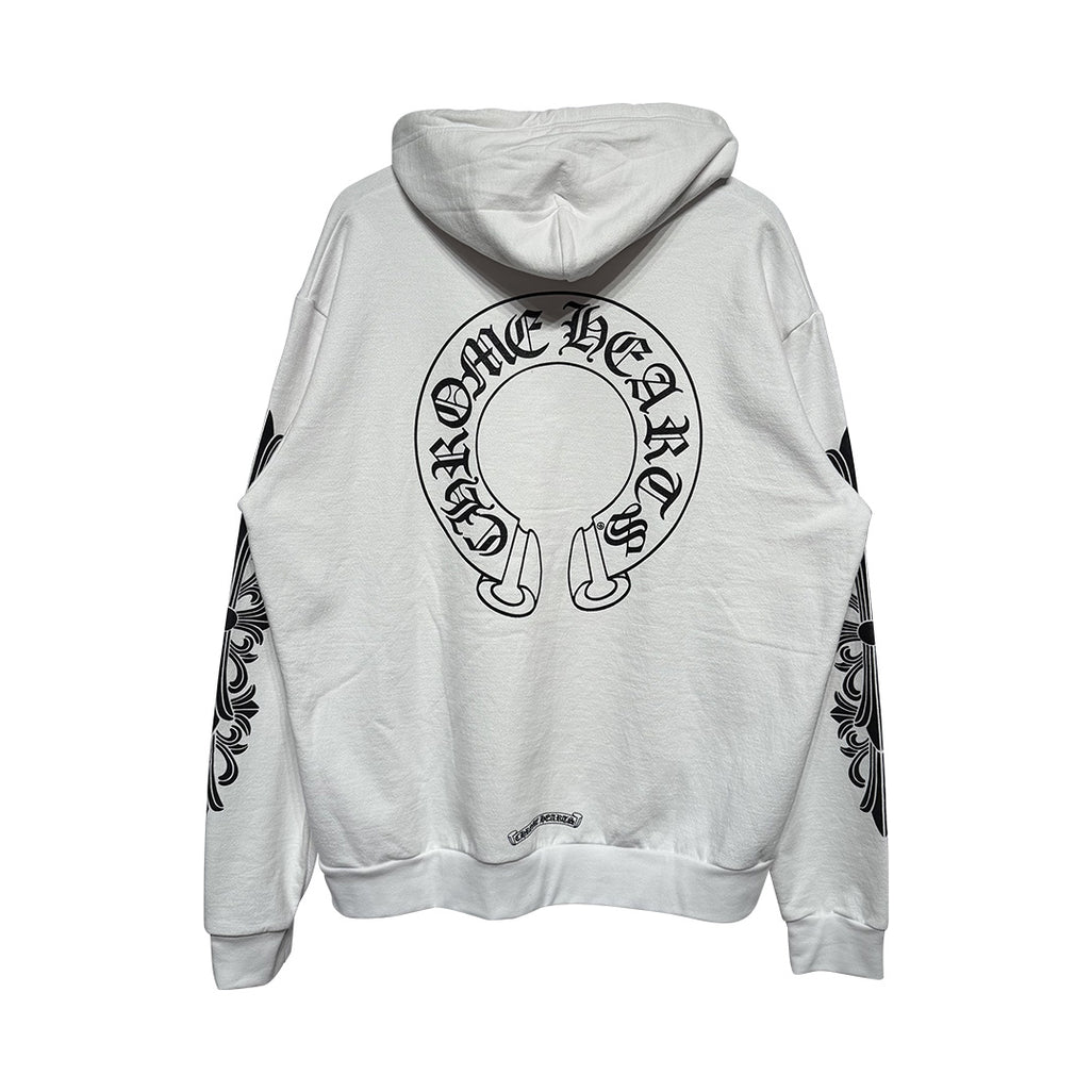 Chrome Hearts Floral Horseshoe Hoodie White Black