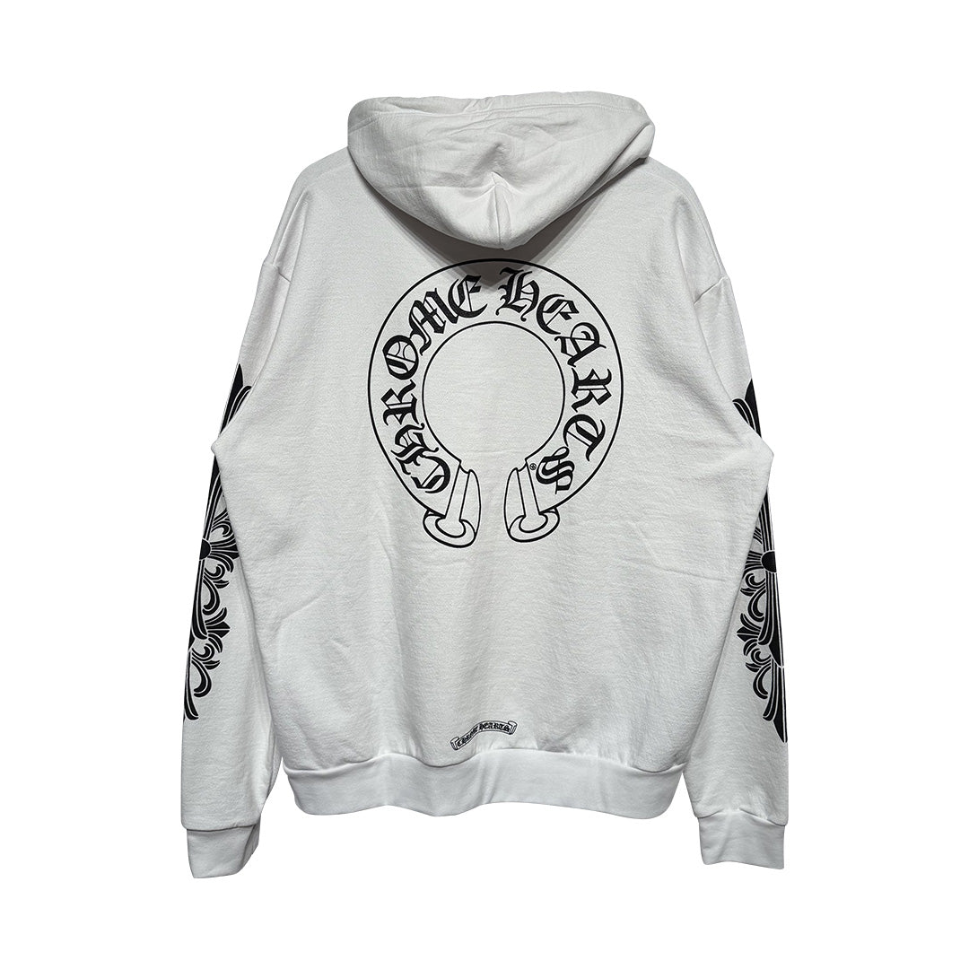 Chrome Hearts Floral Horseshoe Hoodie White Black