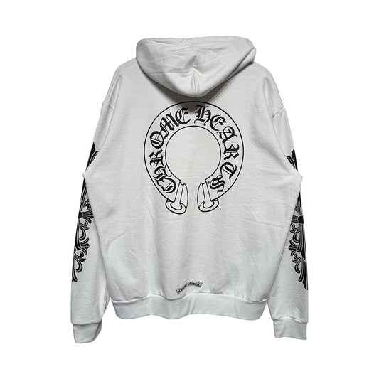 Chrome Hearts Floral Horseshoe Hoodie White Black