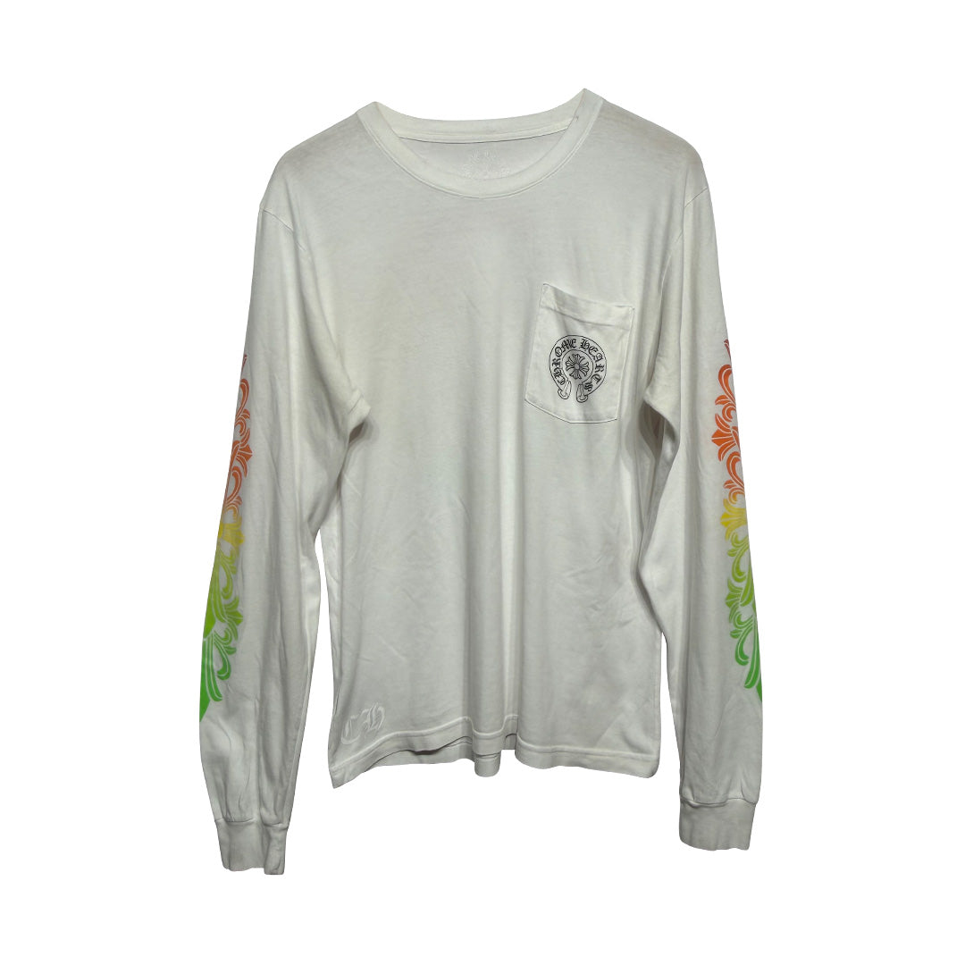 Chrome Hearts Gradient Hollywood Circle Logo Long-Sleeve T-Shirt
