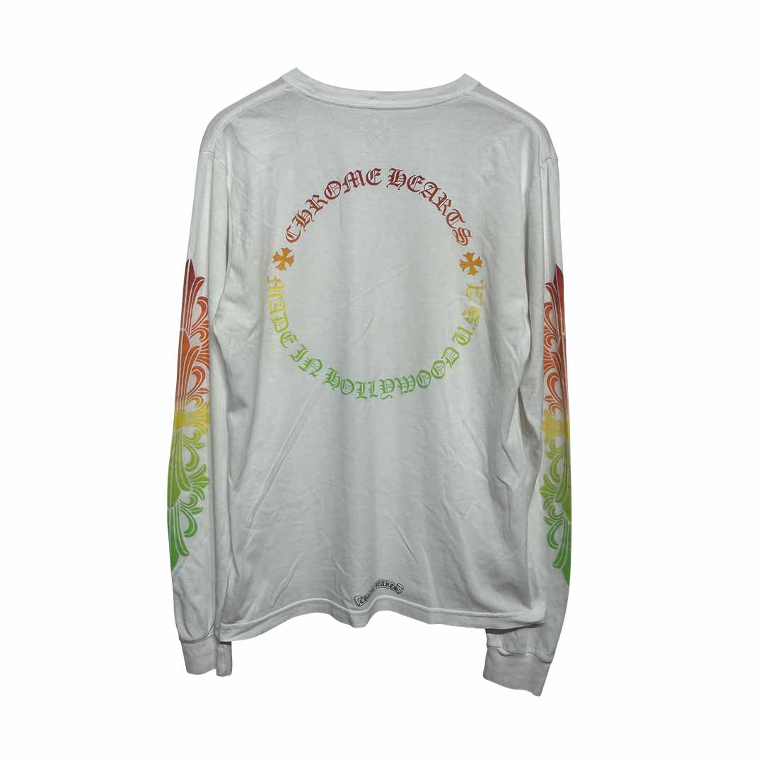 Chrome Hearts Gradient Hollywood Circle Logo Long-Sleeve T-Shirt