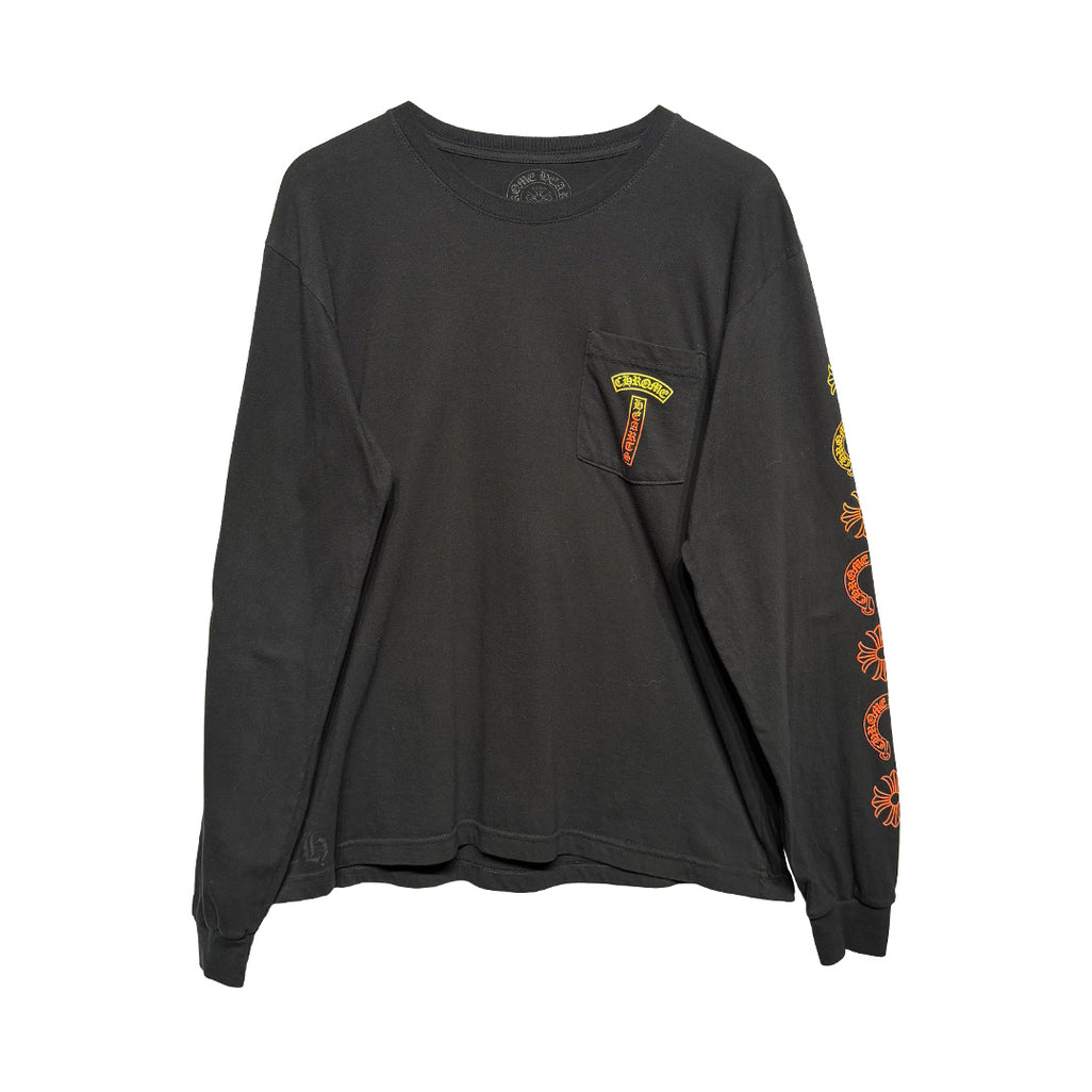 Chrome Hearts Gradient Logo Long-Sleeve T-Shirt Black Yellow Orange