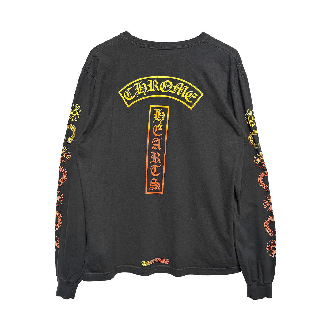 Chrome Hearts Gradient Logo Long-Sleeve T-Shirt Black Yellow Orange