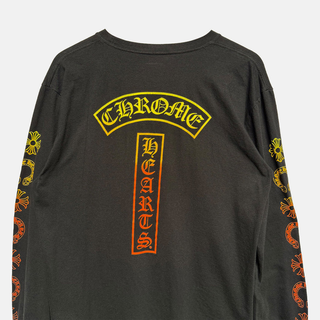 Chrome Hearts Gradient Logo Long sleeve T-Shirt Black/Yellow/Orange