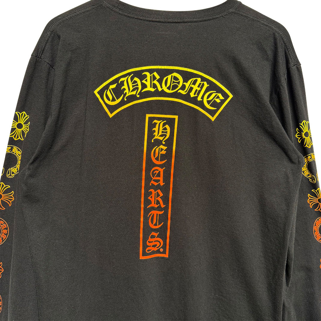 Chrome Hearts Gradient Logo Long sleeve T-Shirt Black/Yellow/Orange