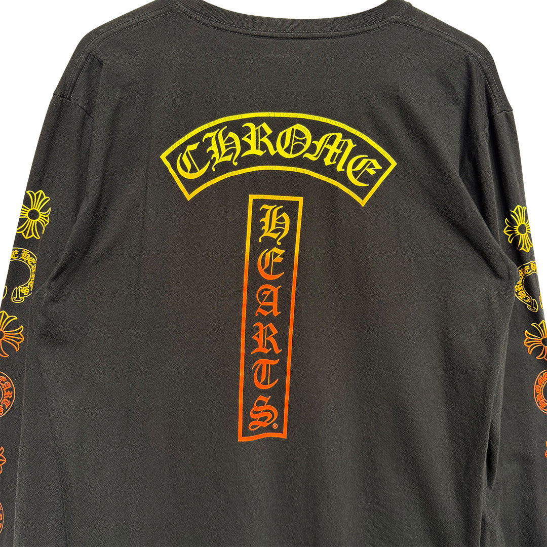 Chrome Hearts Gradient Logo Long sleeve T-Shirt Black/Yellow/Orange