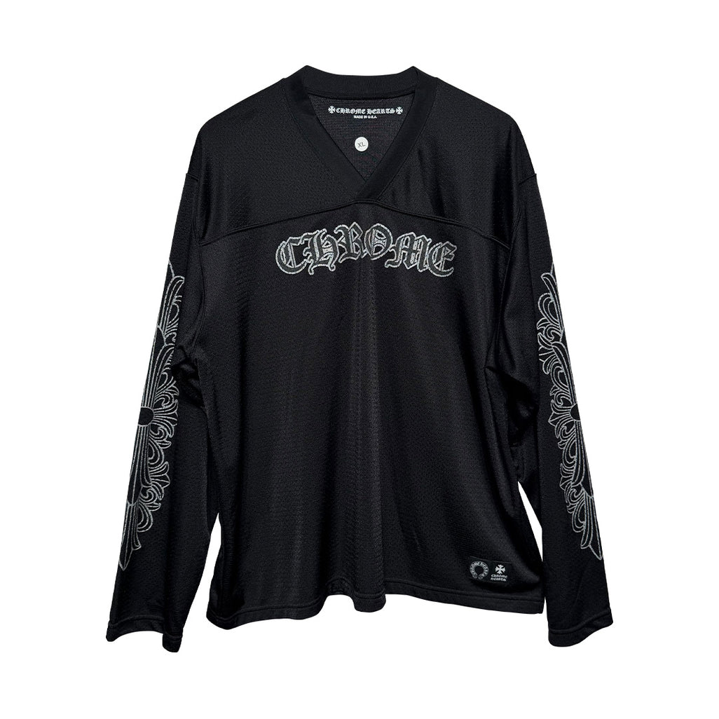 Chrome Hearts "HEARTS" Script Mesh Long Sleeve Jersey Black