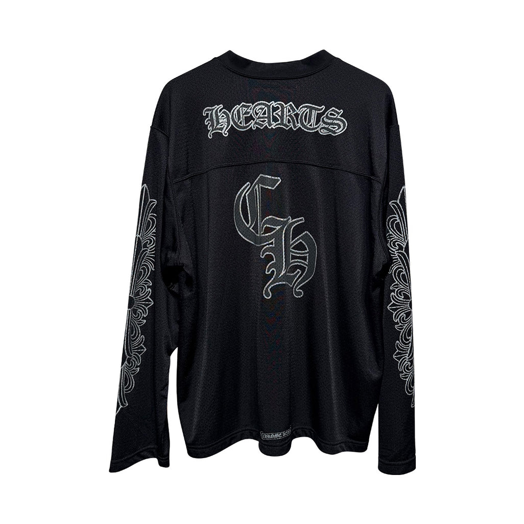 Chrome Hearts "HEARTS" Script Mesh Long Sleeve Jersey Black