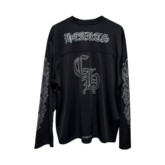 Chrome Hearts "HEARTS" Script Mesh Long Sleeve Jersey Black