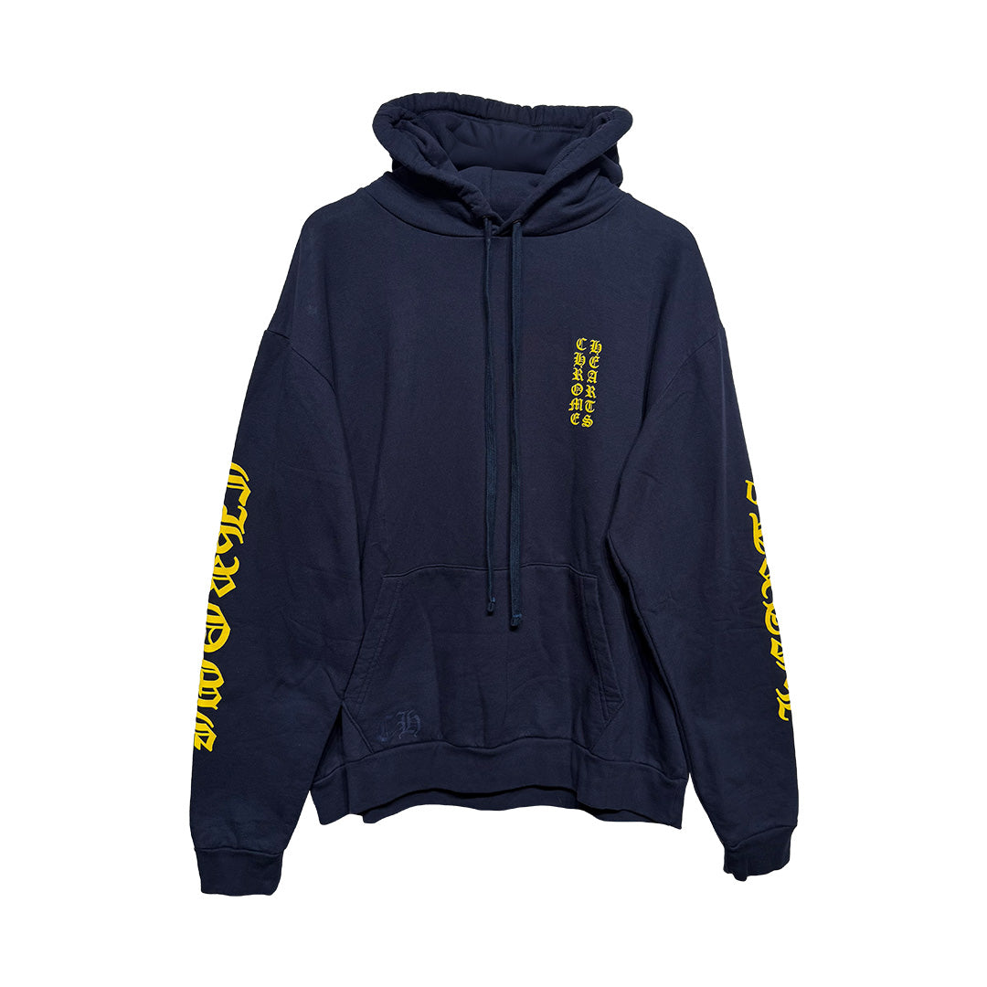 Chrome Hearts Navy Yellow Spell Out Hoodie