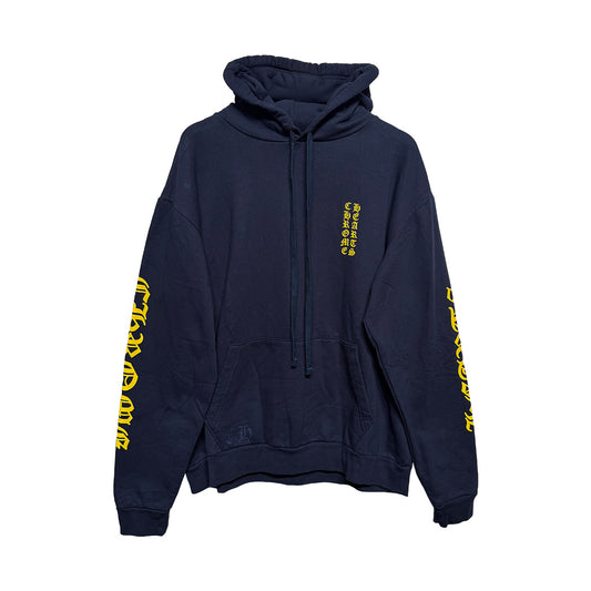 Chrome Hearts Navy Yellow Spell Out Hoodie