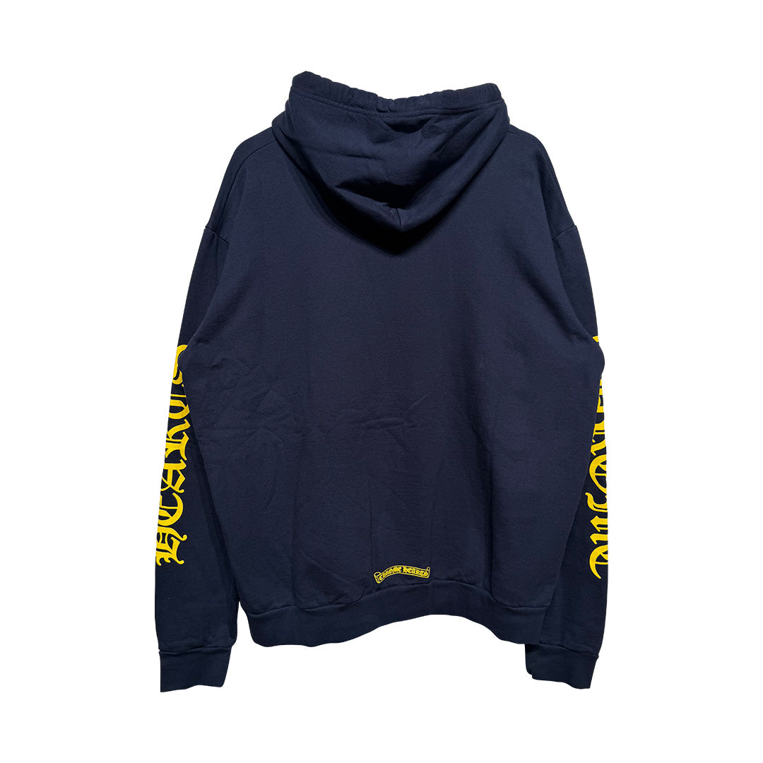 Chrome Hearts Navy Yellow Spell Out Hoodie