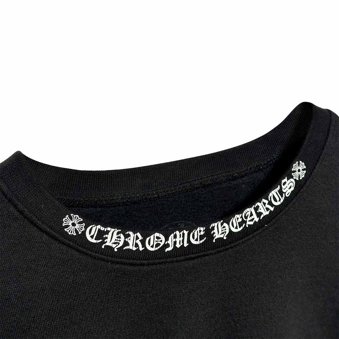 Chrome Hearts Neck Logo Crewneck Sweatshirt Black White