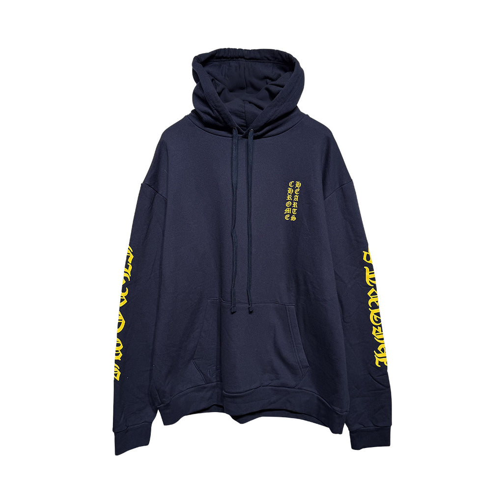Chrome Hearts Script Logo Hoodie Navy Yellow