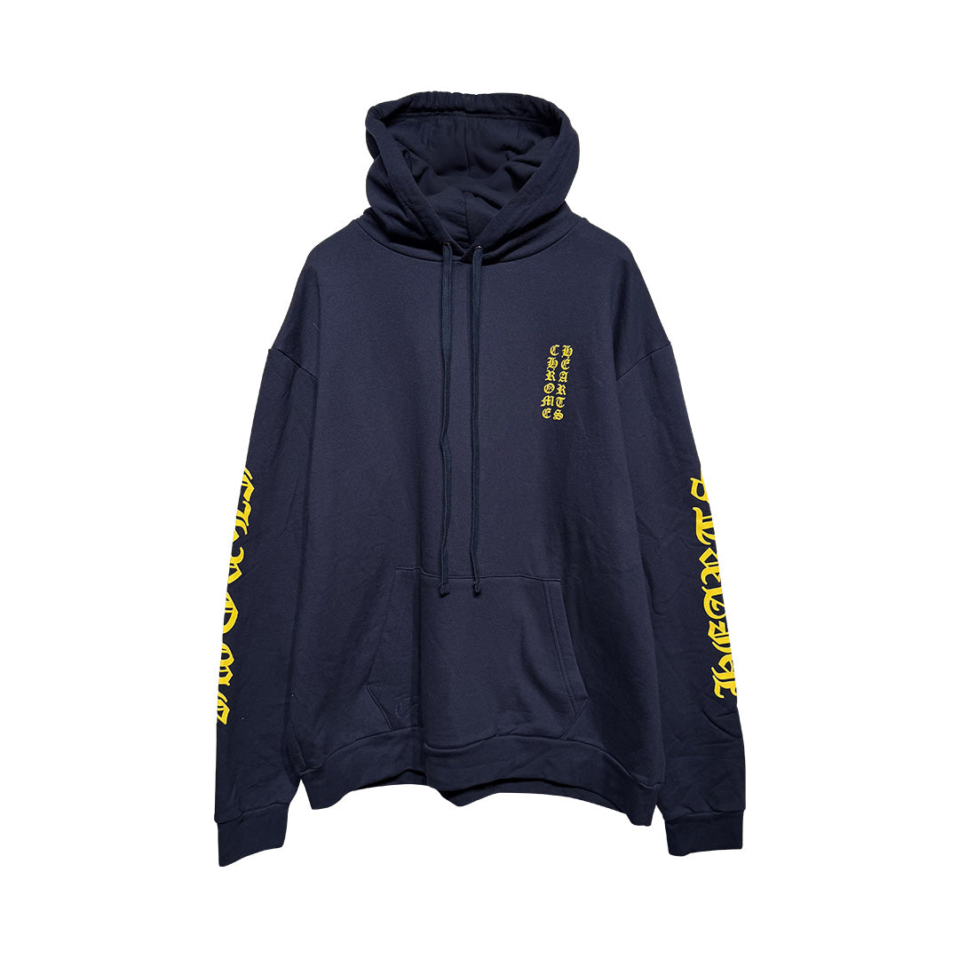 Chrome Hearts Script Logo Hoodie Navy Yellow
