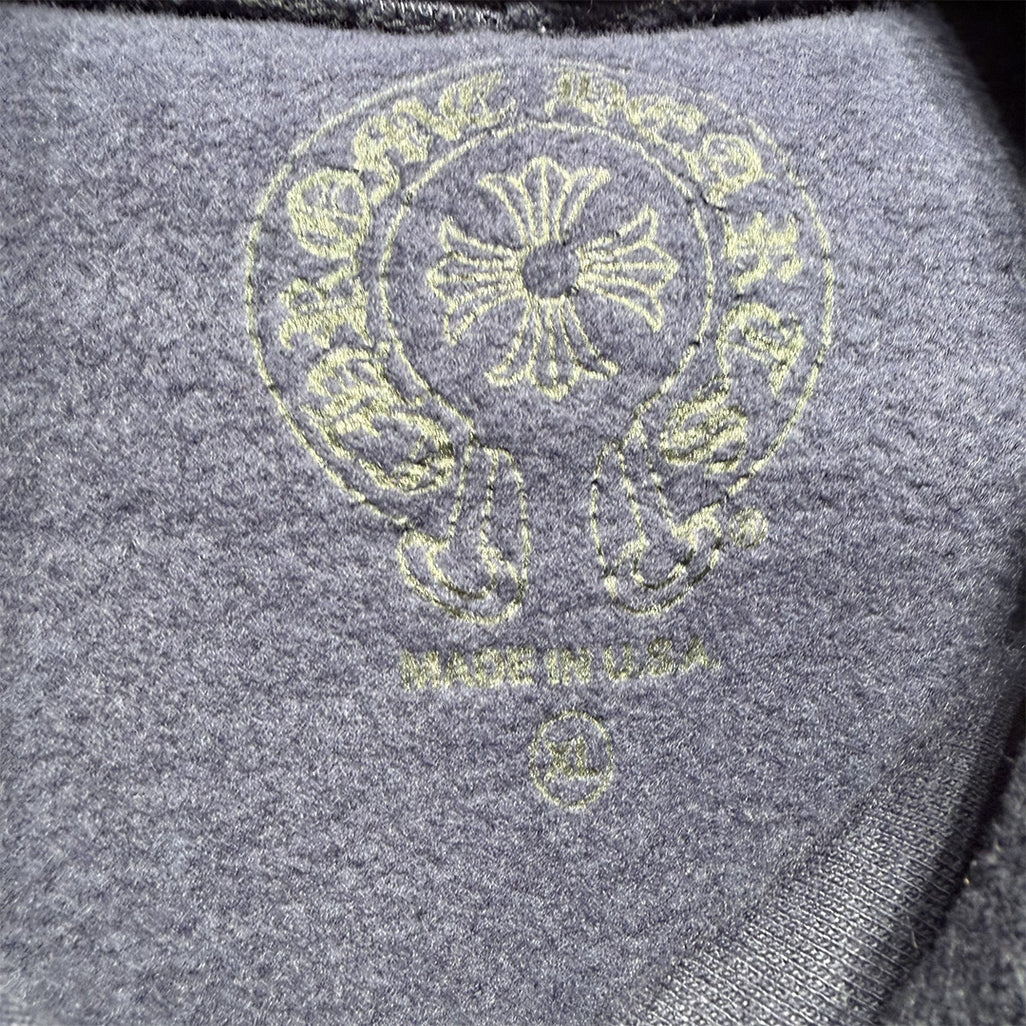 Chrome Hearts Script Logo Hoodie Navy Yellow