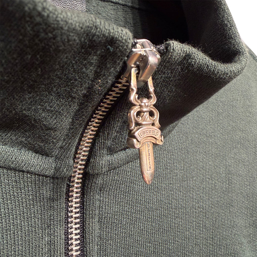Chrome Hearts "Slo Ride" Half Zip Sweatshirt Dark Green