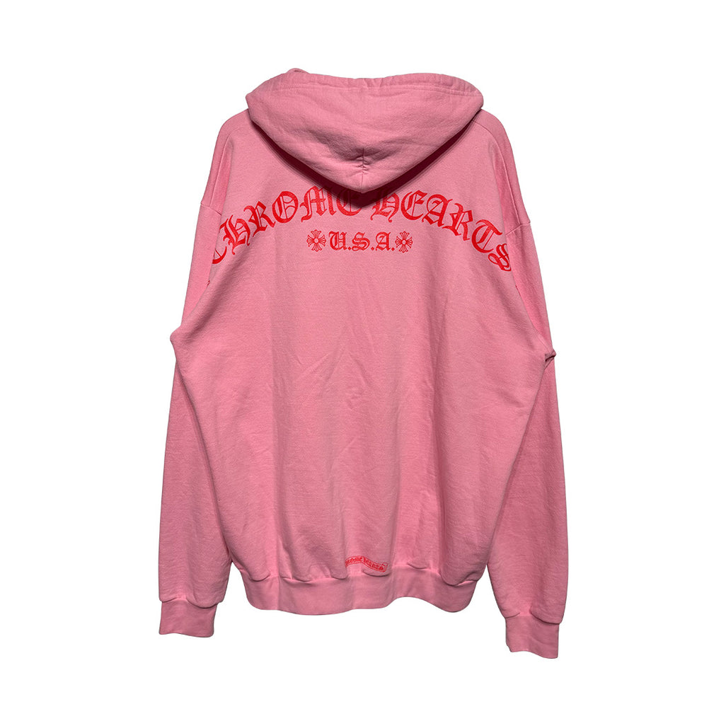 Chrome Hearts Spell Out Pink Hoodie