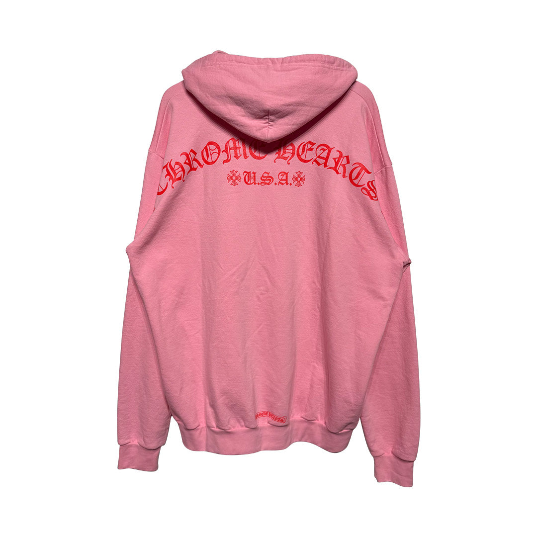 Chrome Hearts Spell Out Pink Hoodie