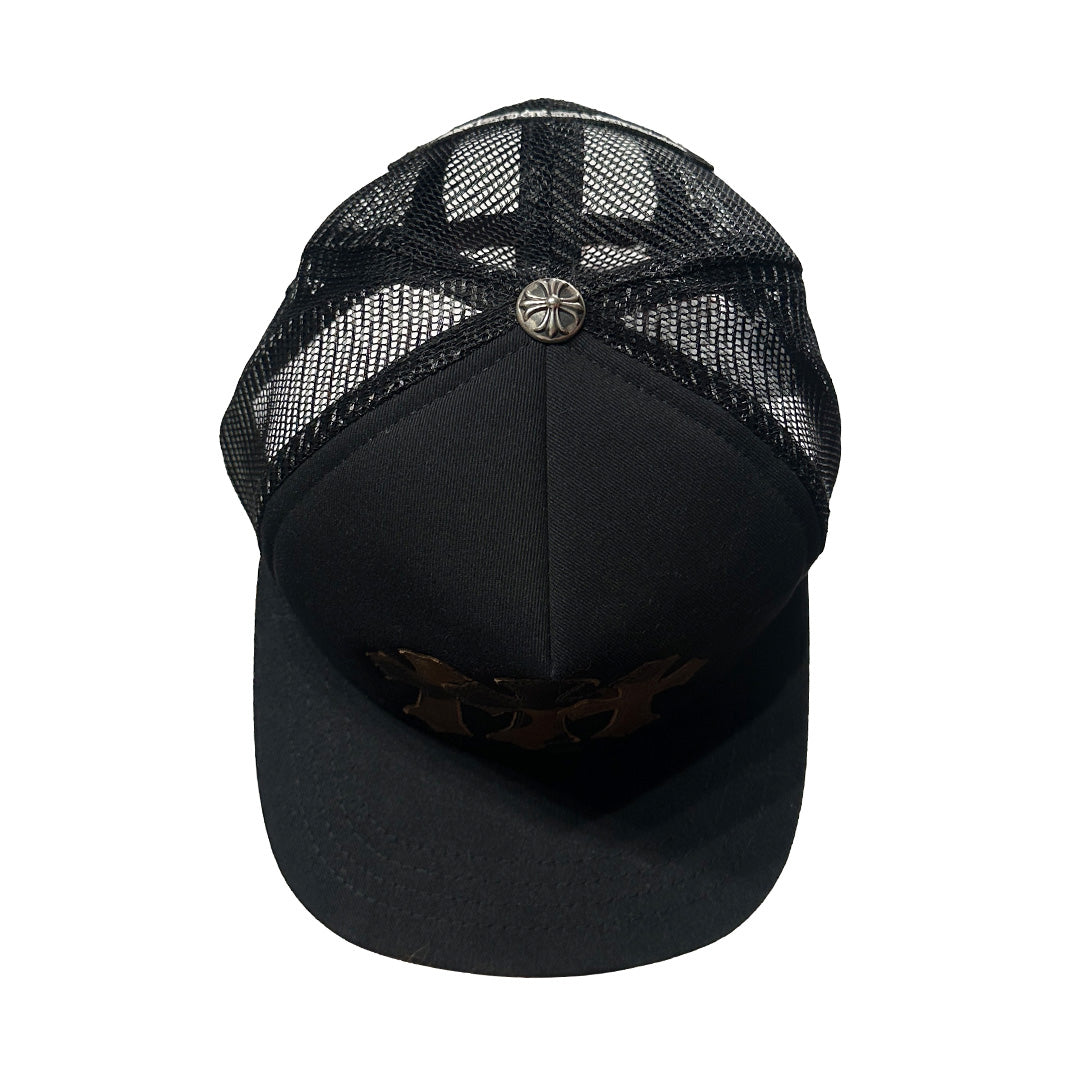 Chrome Hearts Triple Cross Cemetary Leather Trucker Hat Camo