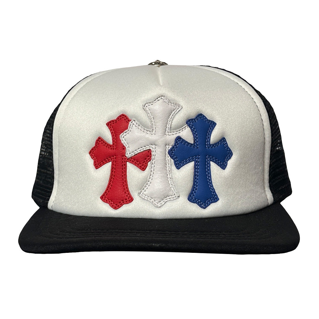 Chrome Hearts USA Triple Cross Cemetary Leather Trucker Hat
