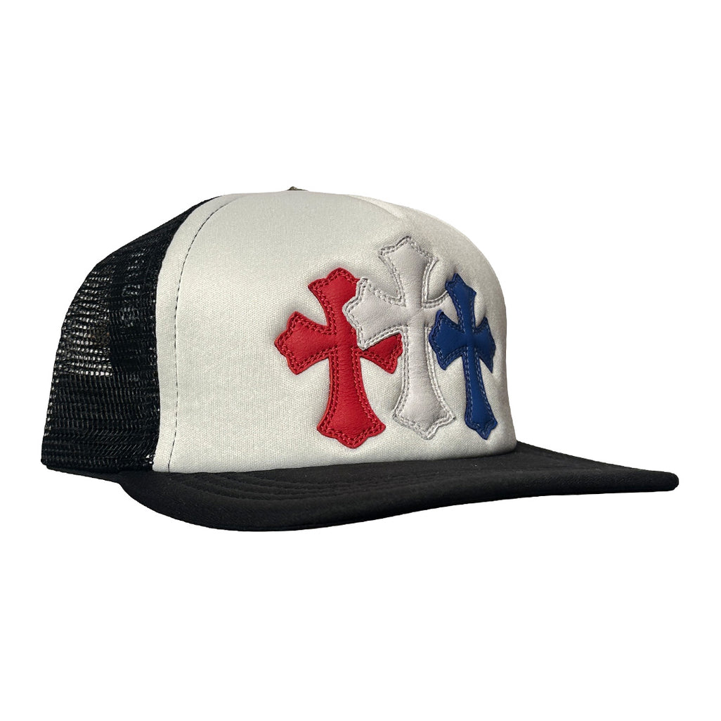 Chrome Hearts USA Triple Cross Cemetary Leather Trucker Hat