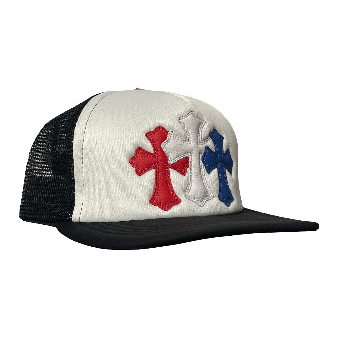 Chrome Hearts USA Triple Cross Cemetary Leather Trucker Hat