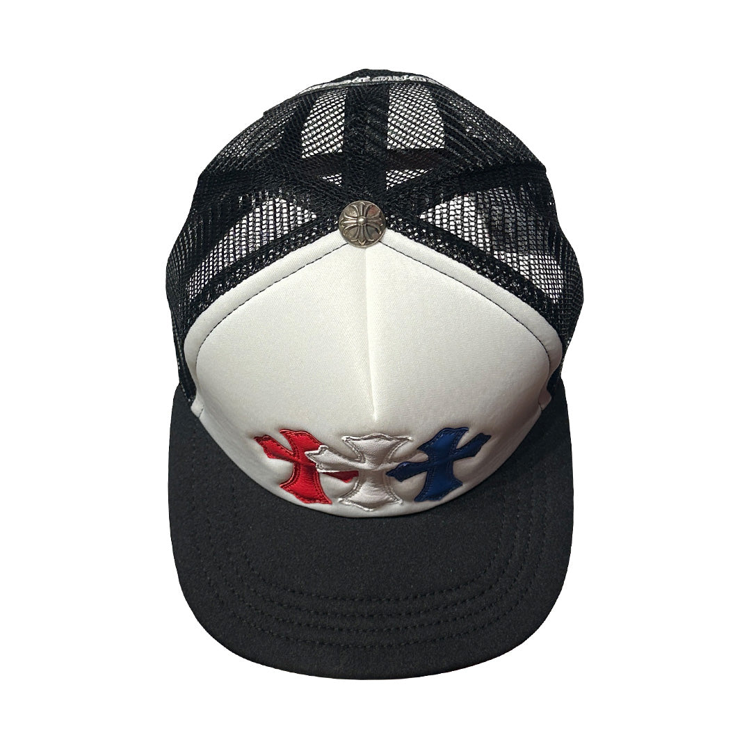 Chrome Hearts USA Triple Cross Cemetary Leather Trucker Hat