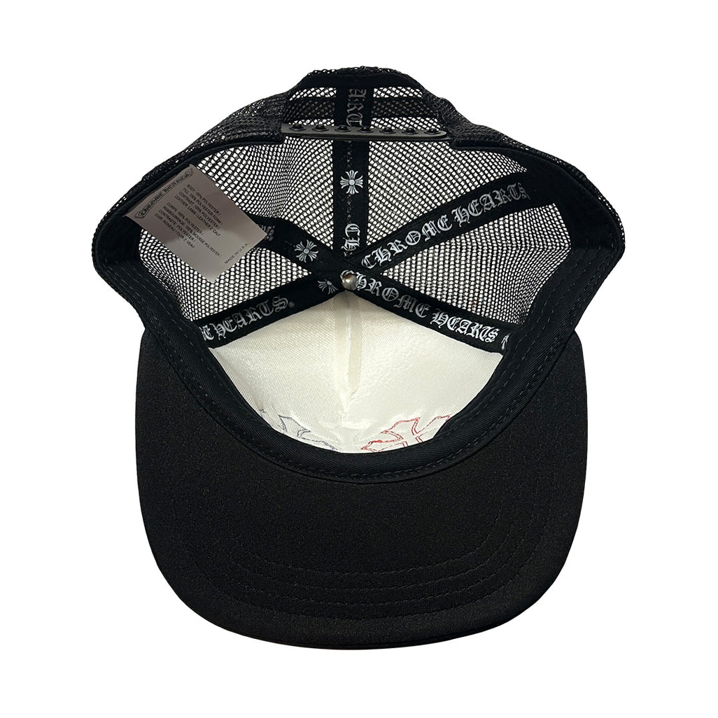 Chrome Hearts USA Triple Cross Cemetary Leather Trucker Hat