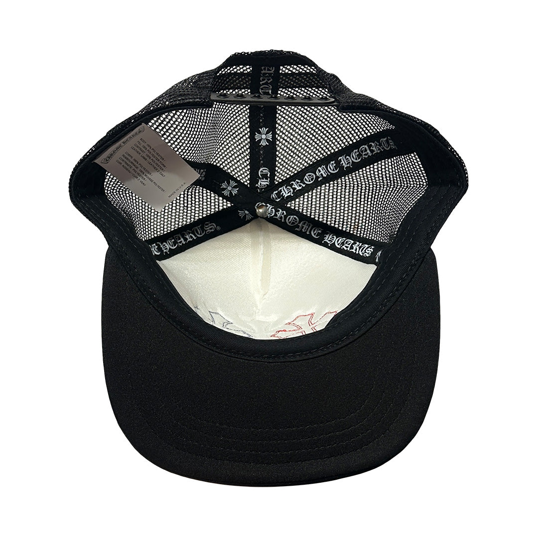Chrome Hearts USA Triple Cross Cemetary Leather Trucker Hat