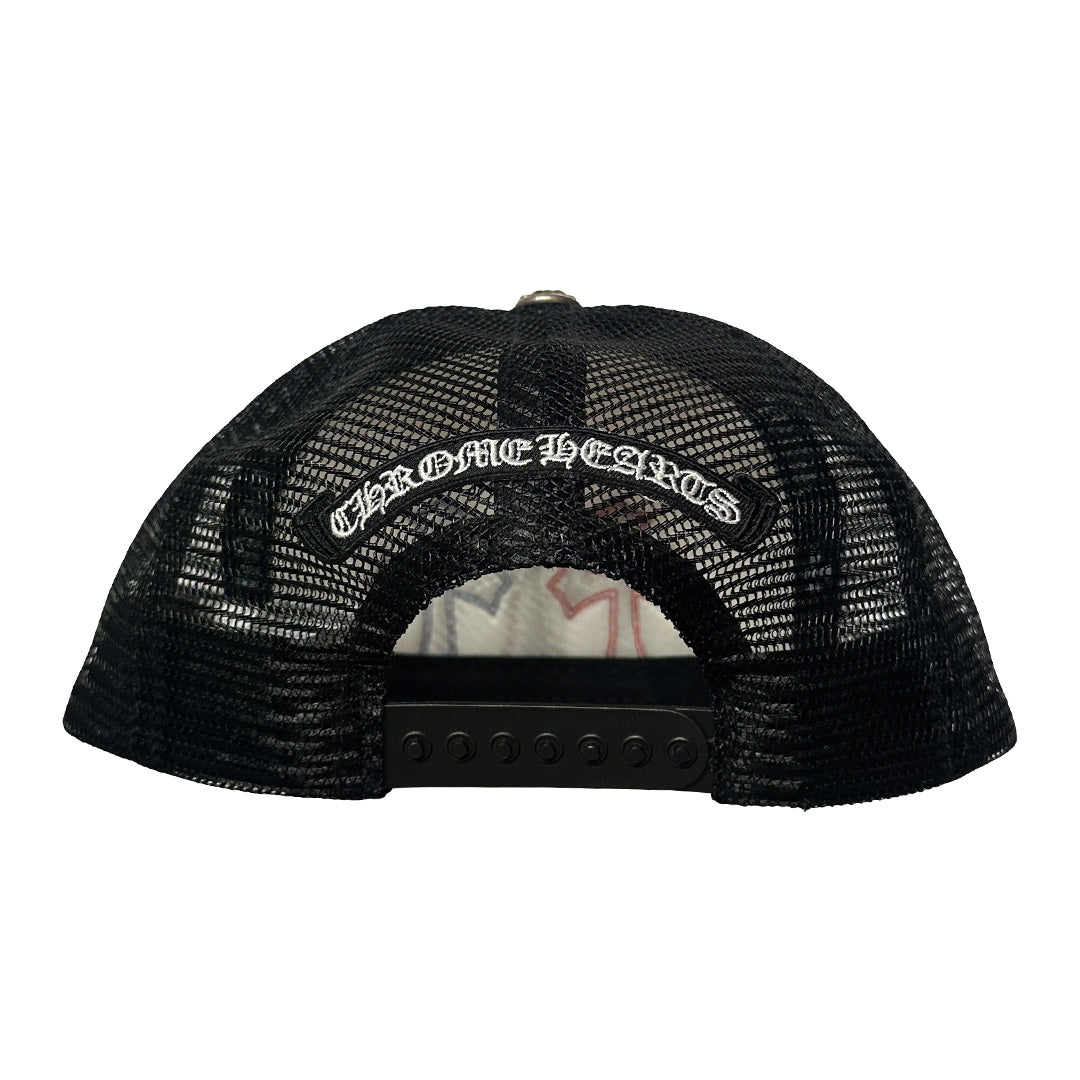 Chrome Hearts USA Triple Cross Cemetary Leather Trucker Hat