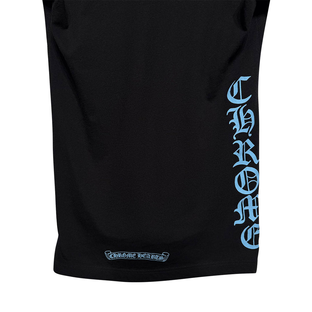 Chrome Hearts V-Neck Short Sleeve T-Shirt Blue Script Black