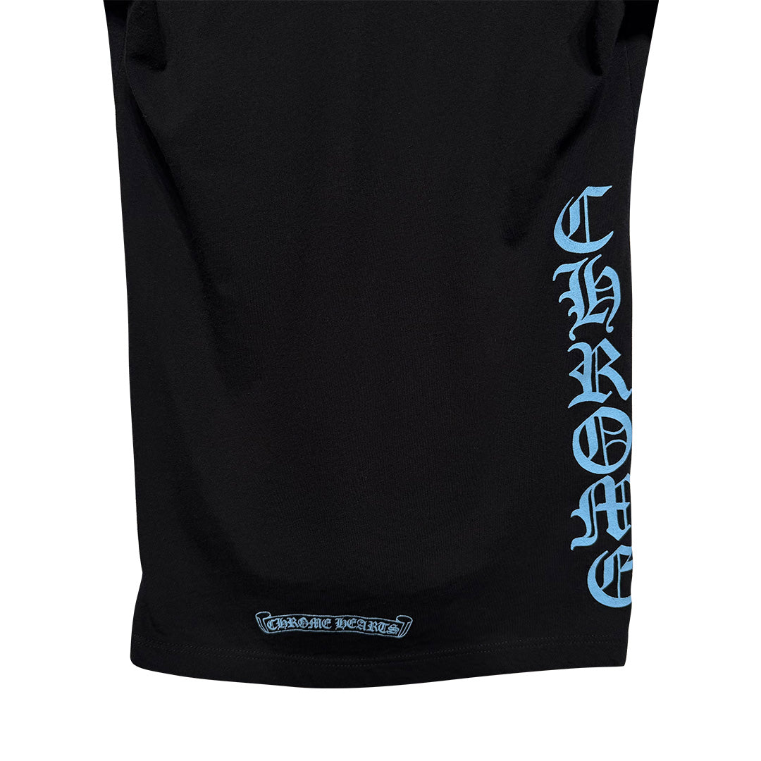 Chrome Hearts V-Neck Short Sleeve T-Shirt Blue Script Black