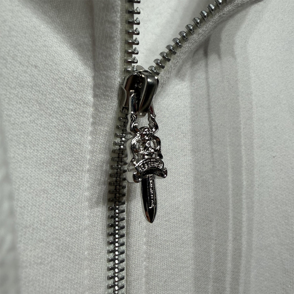 Chrome Hearts Vertical logo Zip-Up hoodie White/Blue