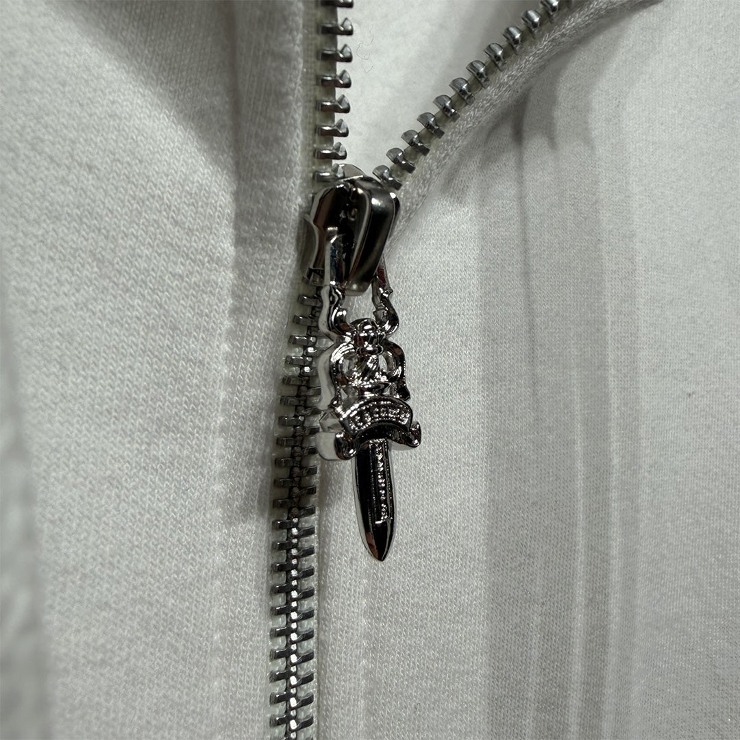 Chrome Hearts Vertical logo Zip-Up hoodie White/Blue
