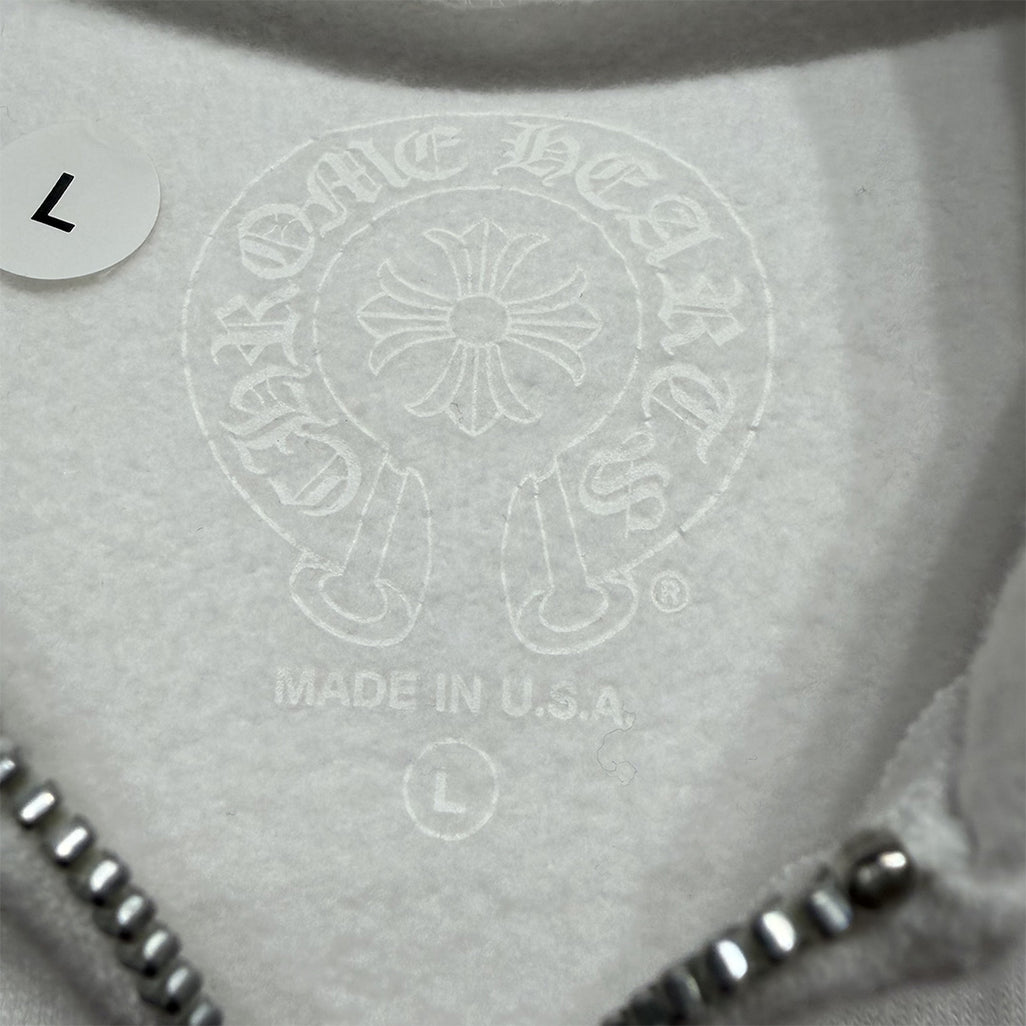 Chrome Hearts Vertical logo Zip-Up hoodie White/Blue