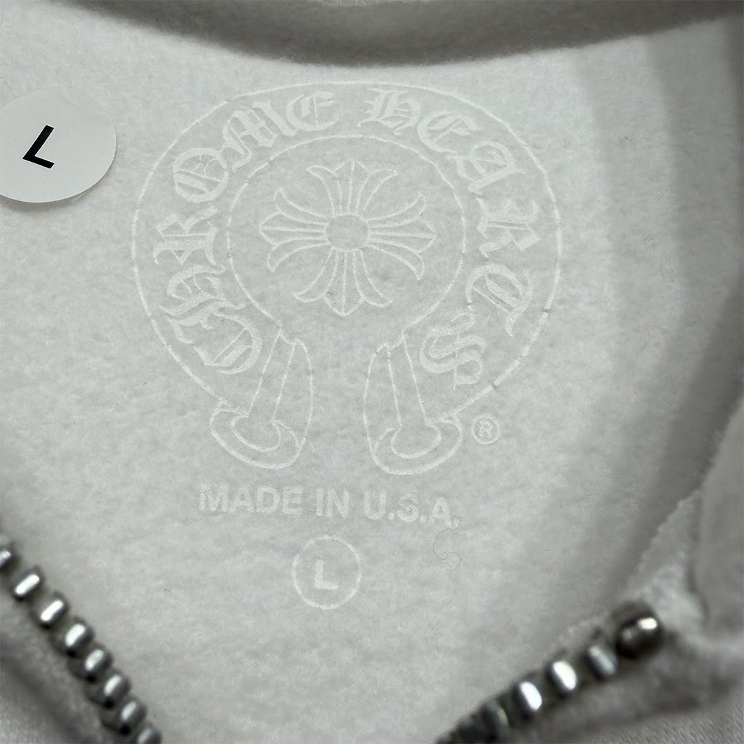 Chrome Hearts Vertical logo Zip-Up hoodie White/Blue